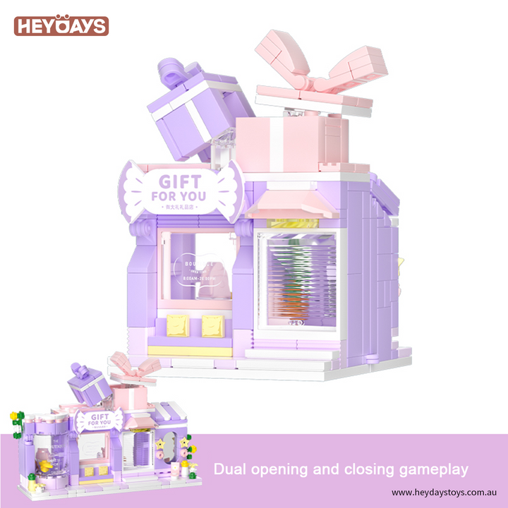 Mini Building Blocks Street View Set - Gift Shop & Art Studio Modular Playset