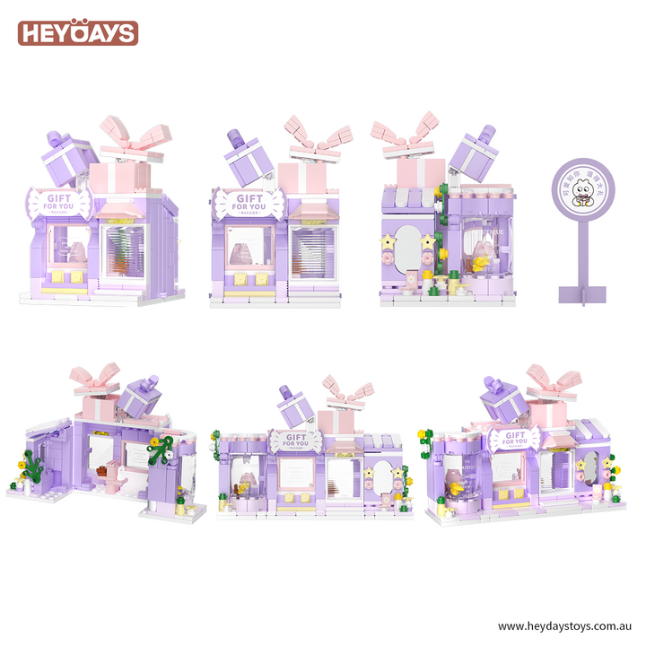 Mini Building Blocks Street View Set - Gift Shop & Art Studio Modular Playset