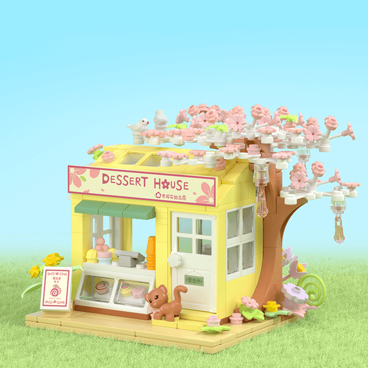Cherry Blossom Dessert House Building Blocks Set