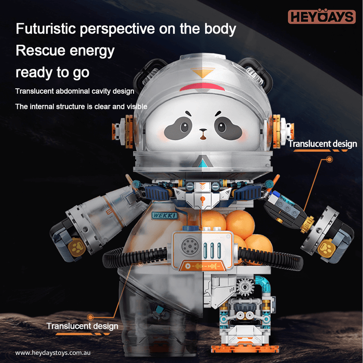 Panda Astronaut Building Blocks Set – Light-Up Space Rescue Robot with Voice Recorder