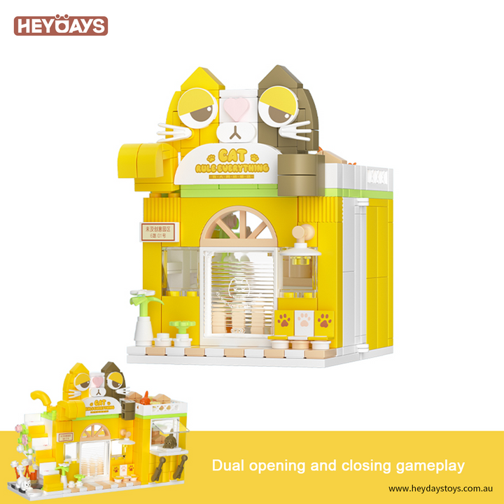 Mini Building Blocks Street View Set - Gift Shop & Art Studio Modular Playset