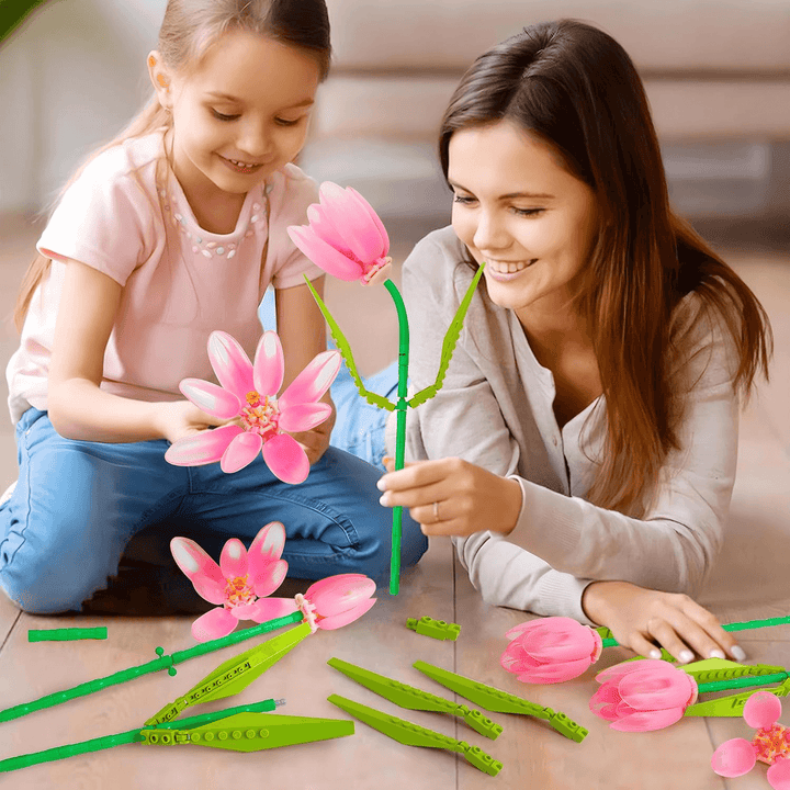 Tulip Flower Building Blocks DIY Artificial Bouquet Gift for Home Office Décor