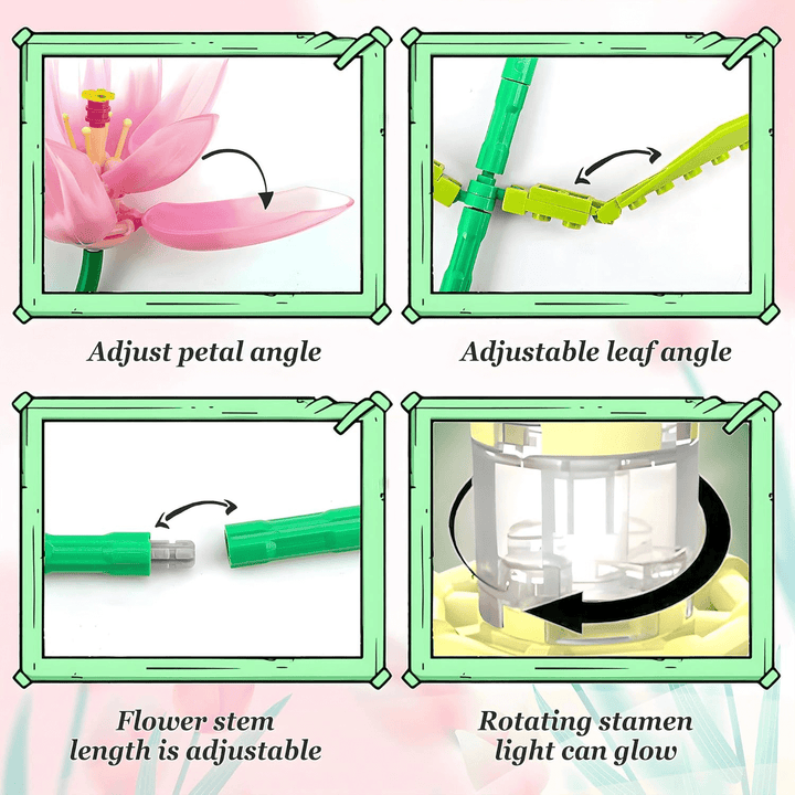 Tulip Flower Building Blocks DIY Artificial Bouquet Gift for Home Office Décor
