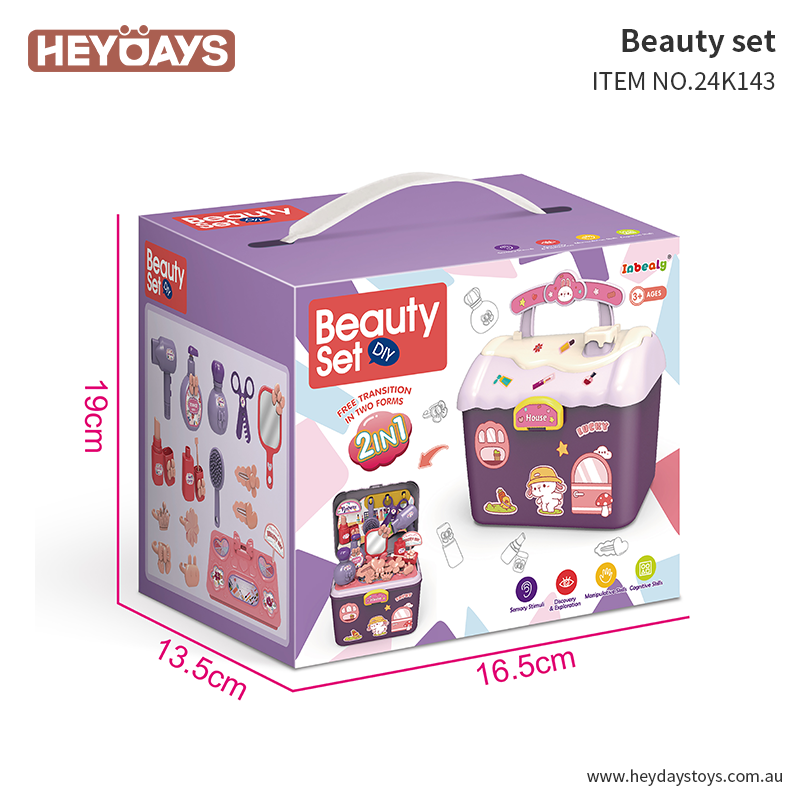 Pretend Play Beauty Salon Set w/ Hair Dryer Hair & Makeup Accessories Gift Kids