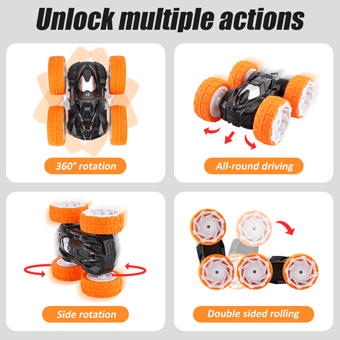 Remote Control Car RC Stunt Car Double Sided Rotating 360°  Flip Toy Gift Kids