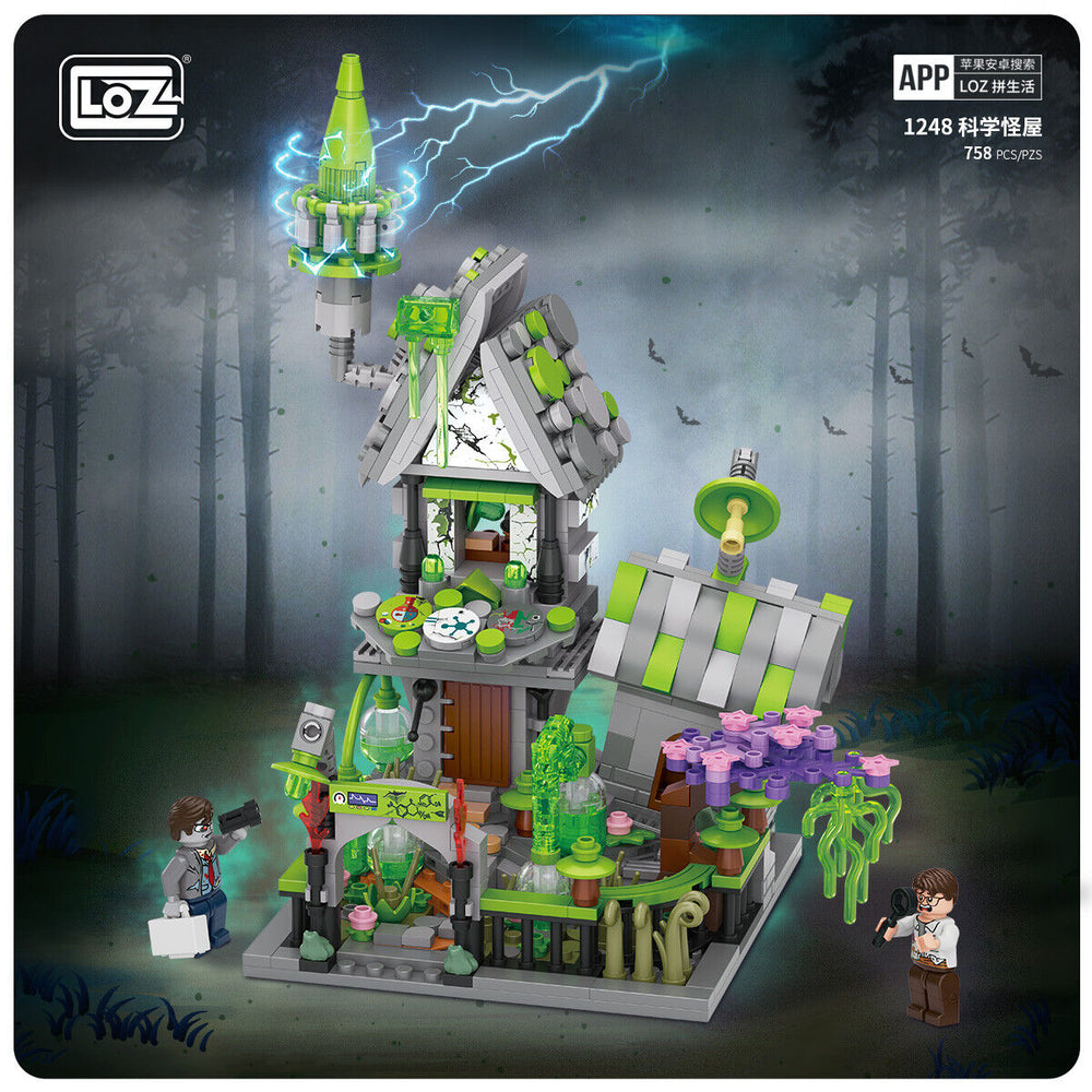 LOZ Halloween Gift Pack Pumpkin Witch House Scientist's Lab Building Set Blocks