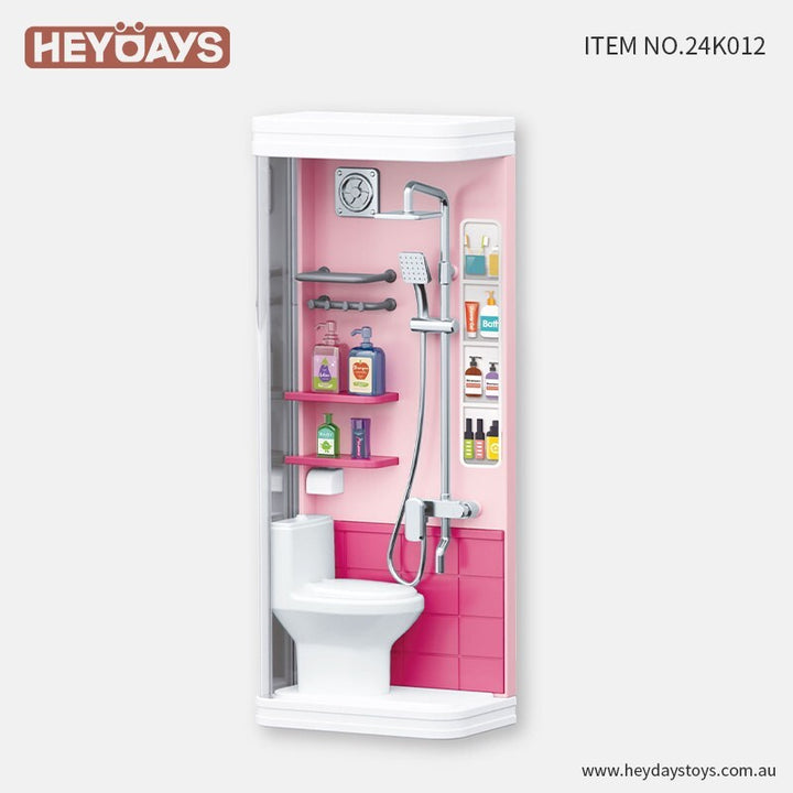 Pretend Play Role Play Bathroom Shower Room Set Toilet Accessories Toy Gift Kids