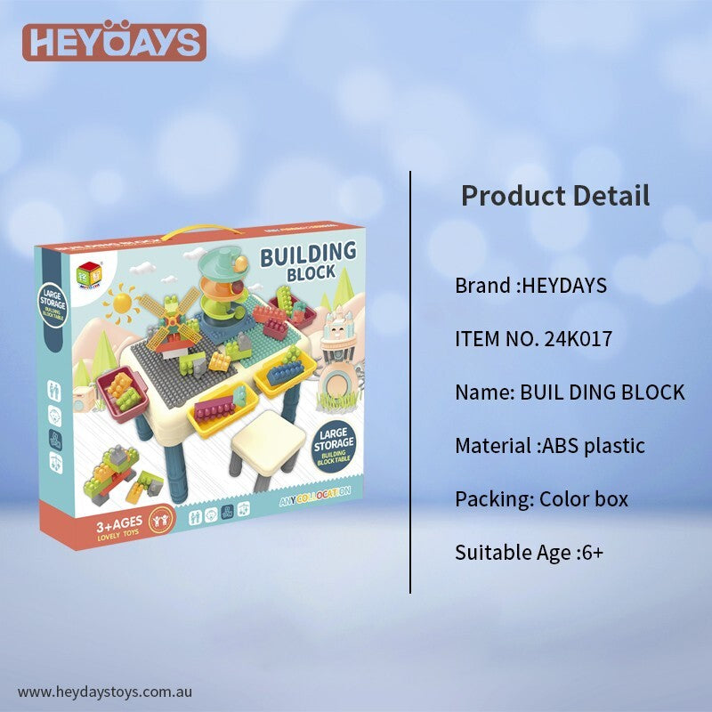 Building Block Table Toddler Blocks Toys Activity Table w/ Storage Box Gift Kids