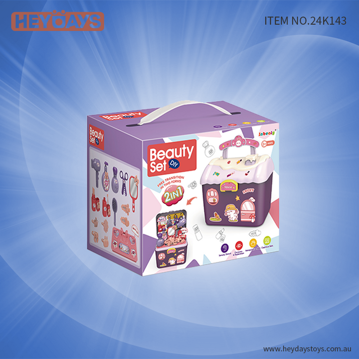 Pretend Play Beauty Salon Set w/ Hair Dryer Hair & Makeup Accessories Gift Kids