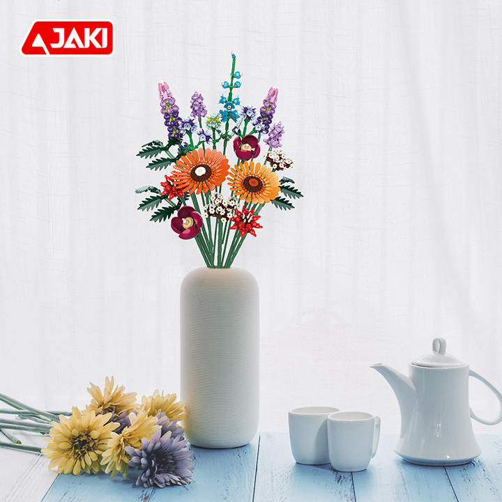Flower Building Blocks DIY Artificial Bouquet 9-in-1 Realistic Botanical Mini Bricks DIY Home Decor