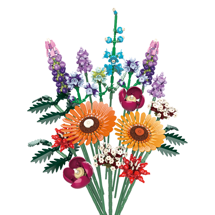 Flower Building Blocks DIY Artificial Bouquet 9-in-1 Realistic Botanical Mini Bricks DIY Home Decor