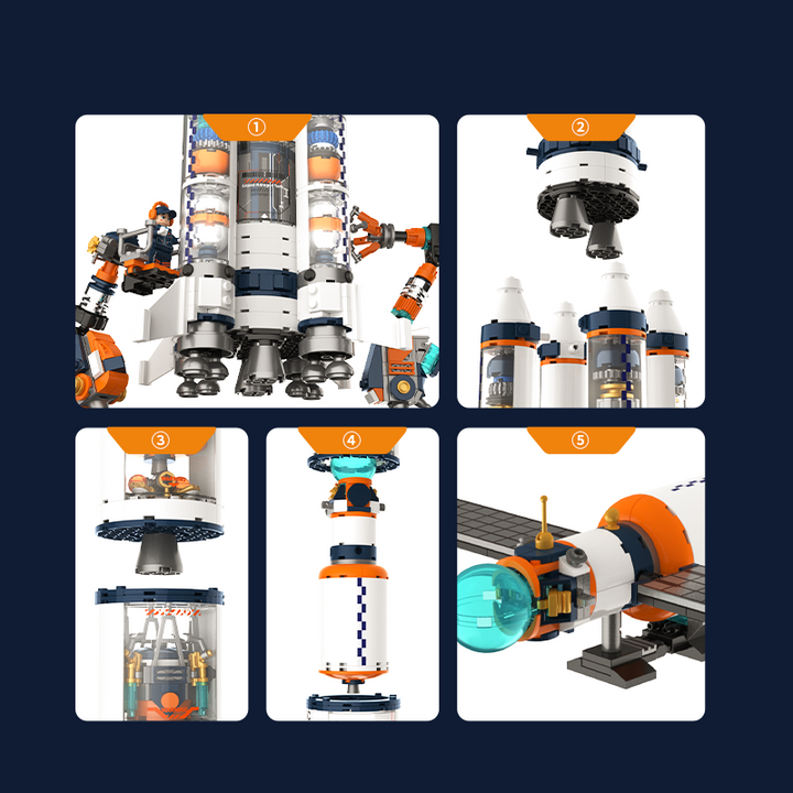 Breaking Dawn Rocket Building Blocks Prestige Edition Space Launch Set with LED Light