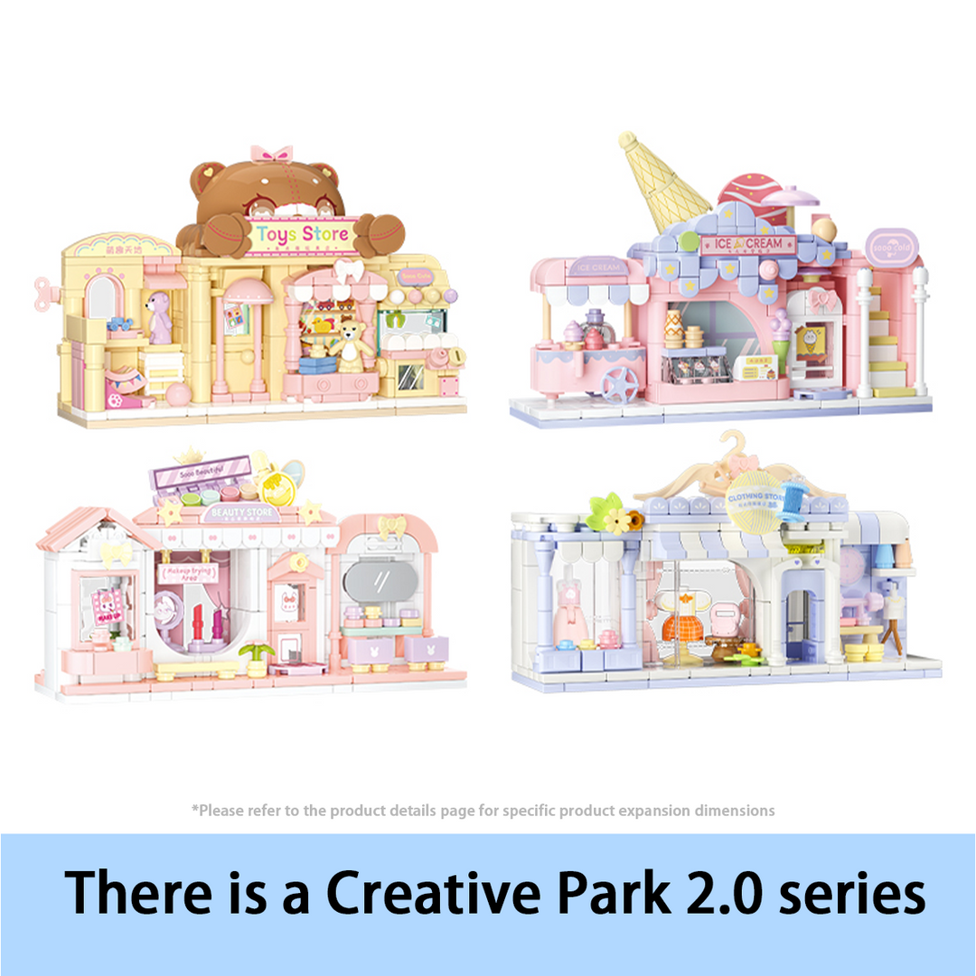 Kids Building Blocks Street Shop Series – Clothing Store / Makeup Store / Ice Cream Shop / Toy Store