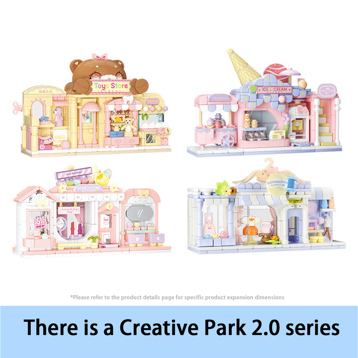 Kids Building Blocks Street Shop Series – Clothing Store / Makeup Store / Ice Cream Shop / Toy Store