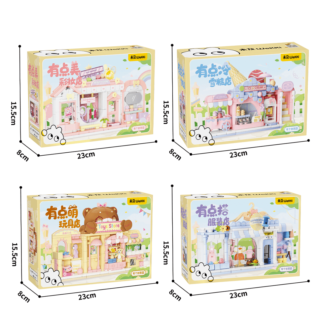 Kids Building Blocks Street Shop Series – Clothing Store / Makeup Store / Ice Cream Shop / Toy Store