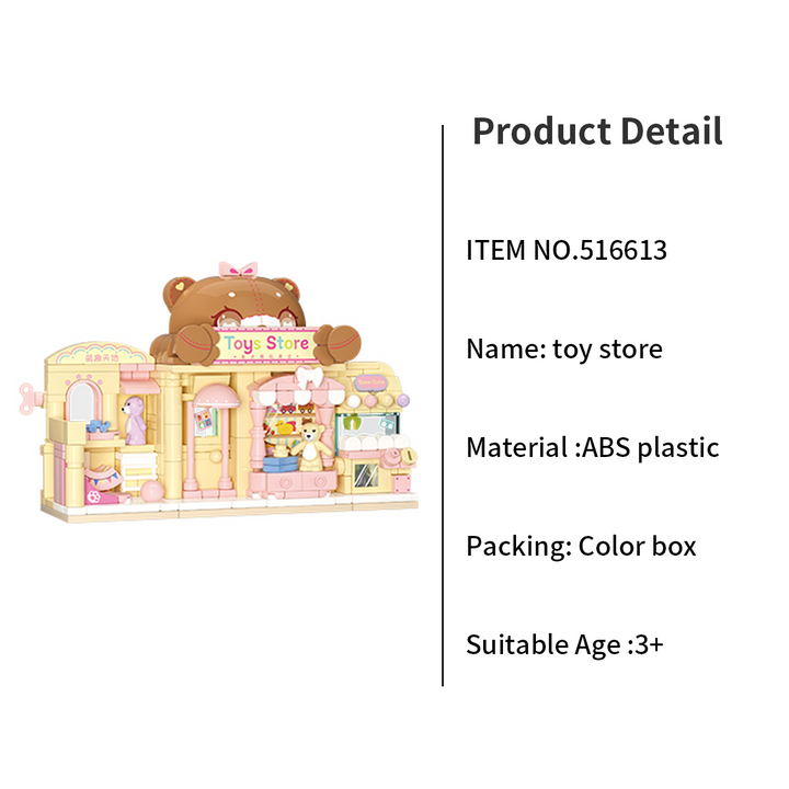 Kids Building Blocks Street Shop Series – Clothing Store / Makeup Store / Ice Cream Shop / Toy Store
