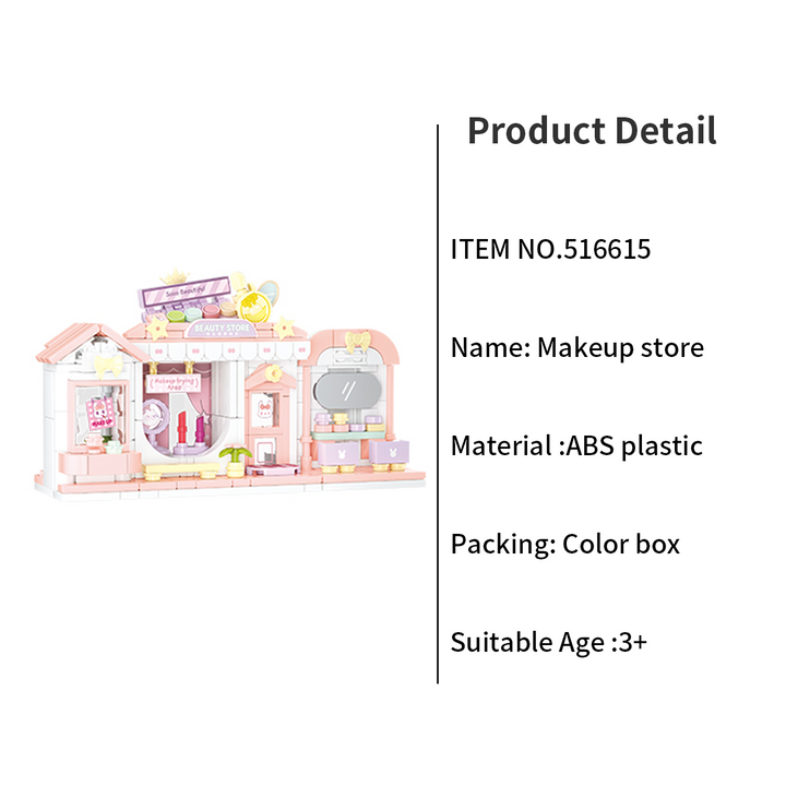 Kids Building Blocks Street Shop Series – Clothing Store / Makeup Store / Ice Cream Shop / Toy Store