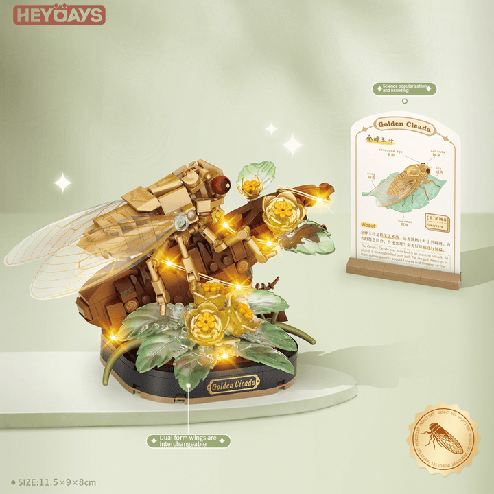 Loz Mini Insect Building Blocks – Golden Cicada / Cicadidae Molting (Set 4122-4123)