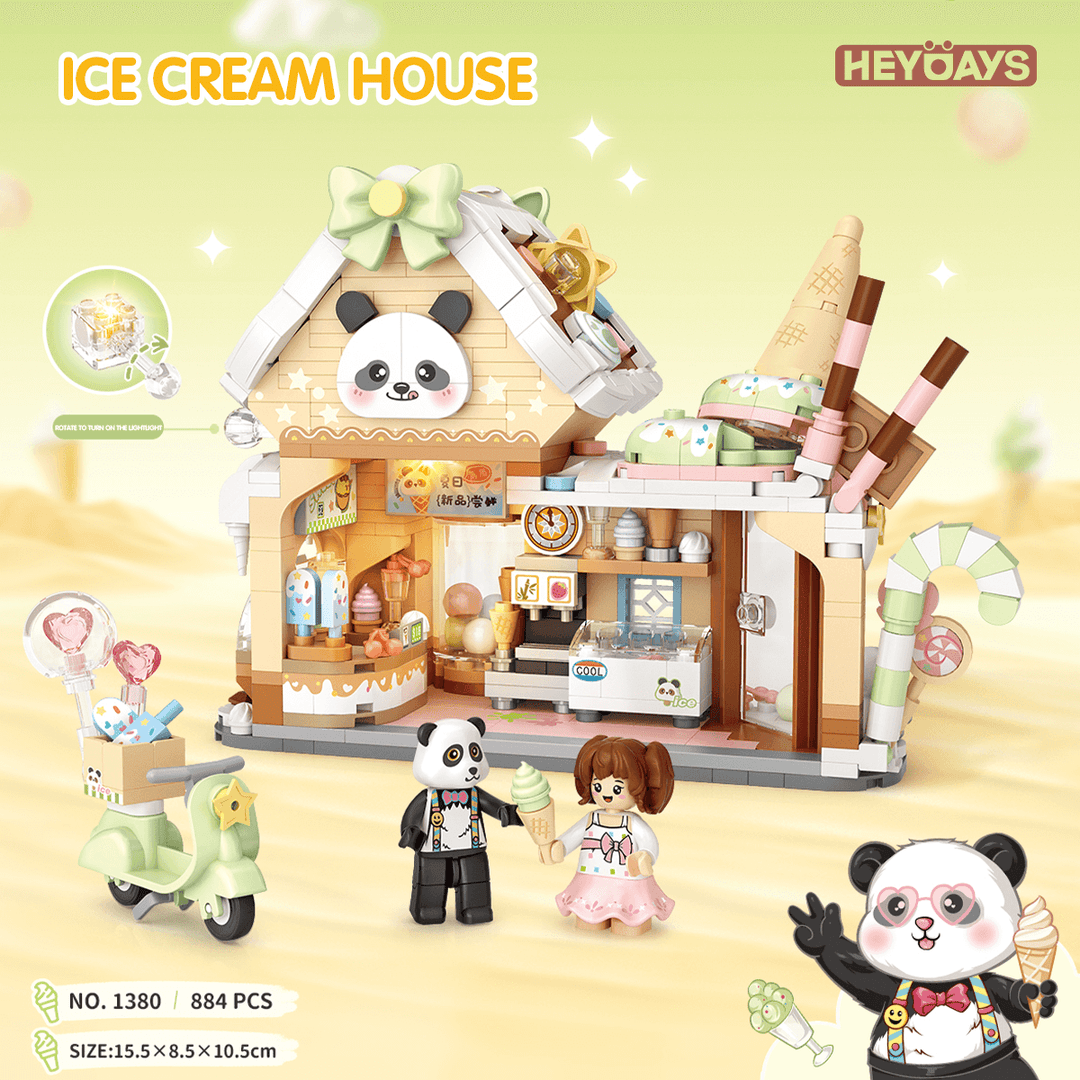 LOZ Panda Ice-Cream Shop Street View Building Kit (Set 1380)