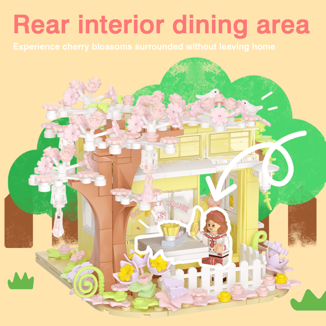 Cherry Blossom Dessert House Building Blocks Set
