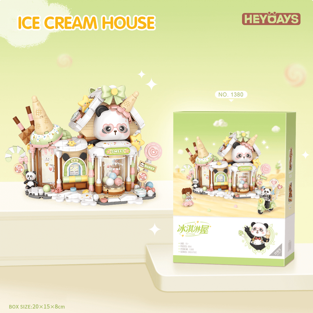 LOZ Panda Ice-Cream Shop Street View Building Kit (Set 1380)