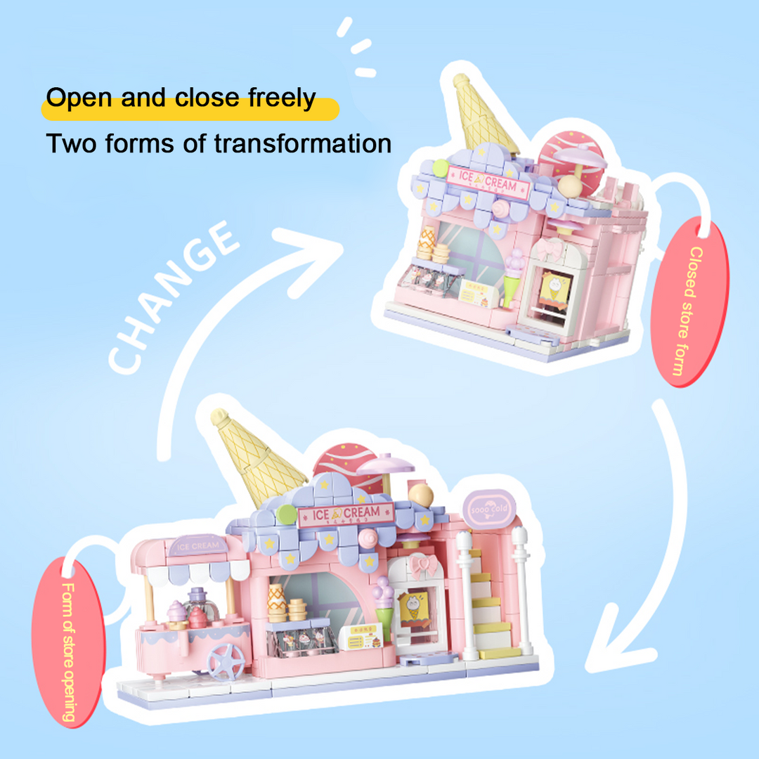 Kids Building Blocks Street Shop Series – Clothing Store / Makeup Store / Ice Cream Shop / Toy Store