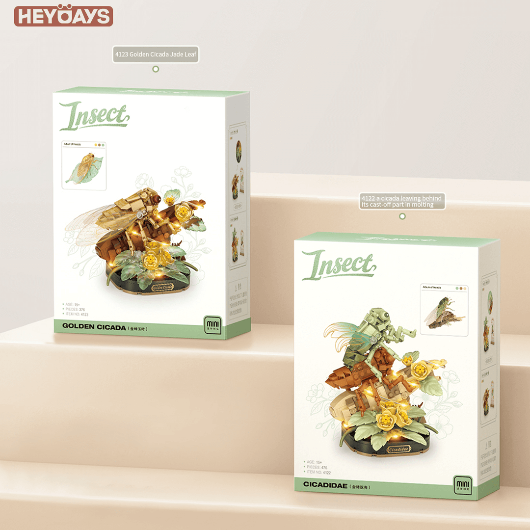 Loz Mini Insect Building Blocks – Golden Cicada / Cicadidae Molting (Set 4122-4123)