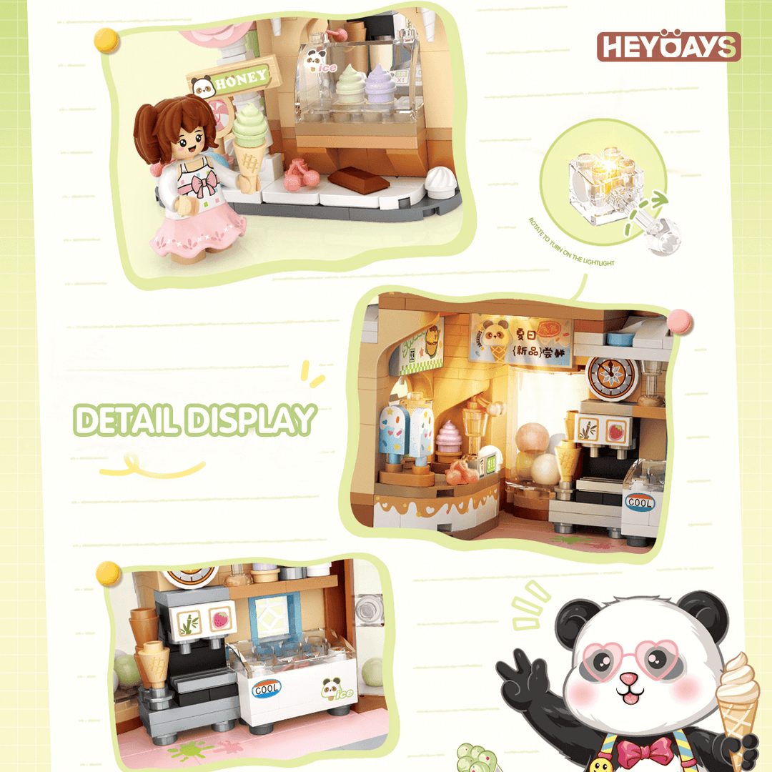 LOZ Panda Ice-Cream Shop Street View Building Kit (Set 1380)