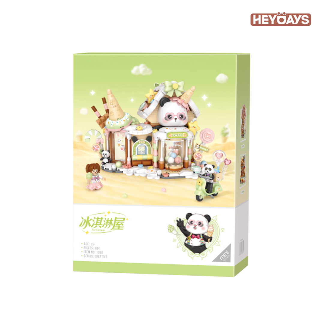 LOZ Panda Ice-Cream Shop Street View Building Kit (Set 1380)