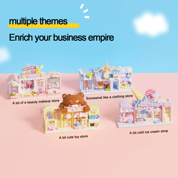 Kids Building Blocks Street Shop Series – Clothing Store / Makeup Store / Ice Cream Shop / Toy Store