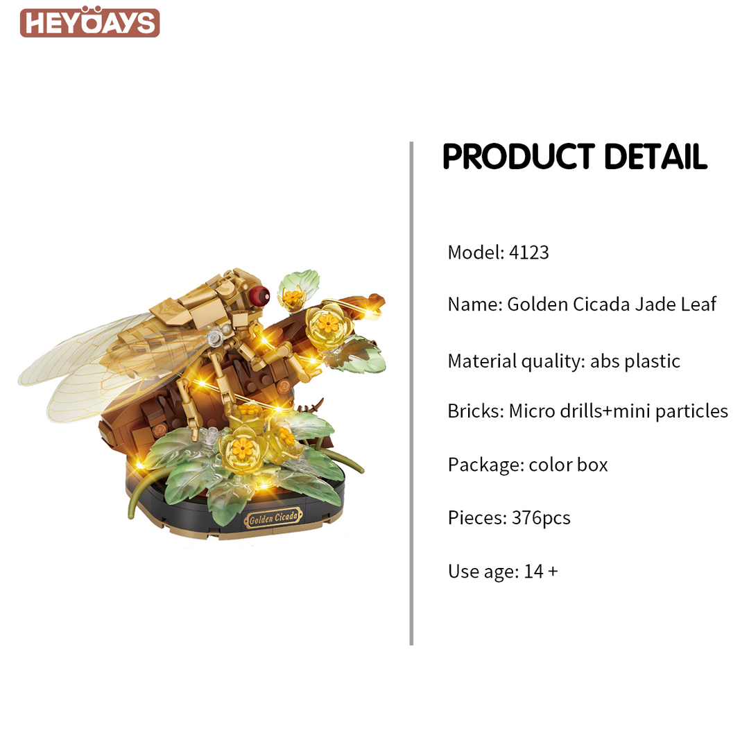 Loz Mini Insect Building Blocks – Golden Cicada / Cicadidae Molting (Set 4122-4123)