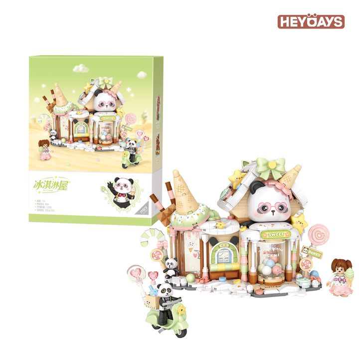 LOZ Panda Ice-Cream Shop Street View Building Kit (Set 1380)