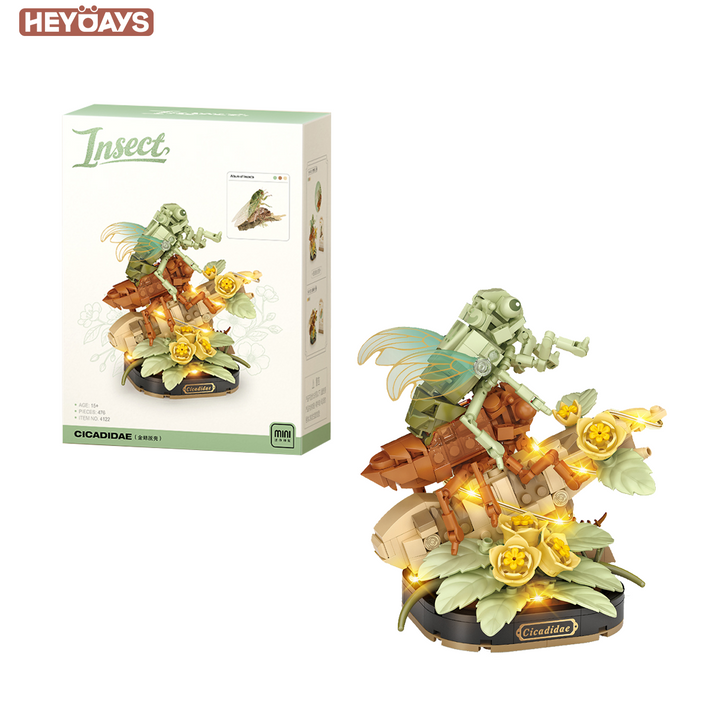 Loz Mini Insect Building Blocks – Golden Cicada / Cicadidae Molting (Set 4122-4123)