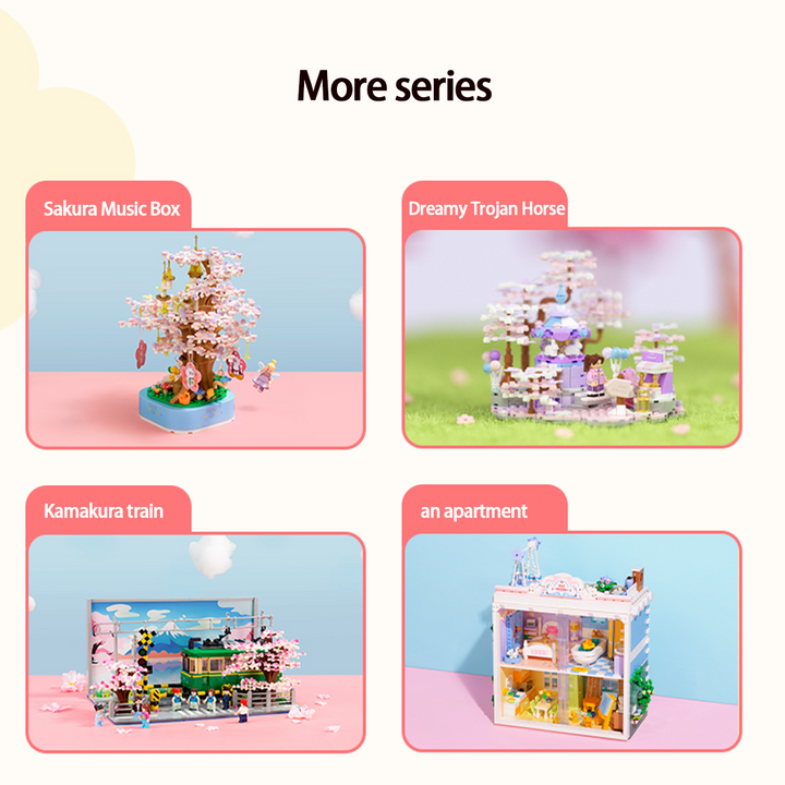 Cherry Blossom Dessert House Building Blocks Set
