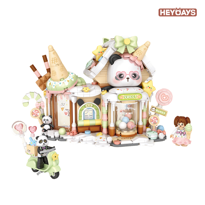 LOZ Panda Ice-Cream Shop Street View Building Kit (Set 1380)