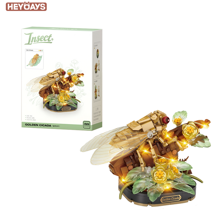 Loz Mini Insect Building Blocks – Golden Cicada / Cicadidae Molting (Set 4122-4123)