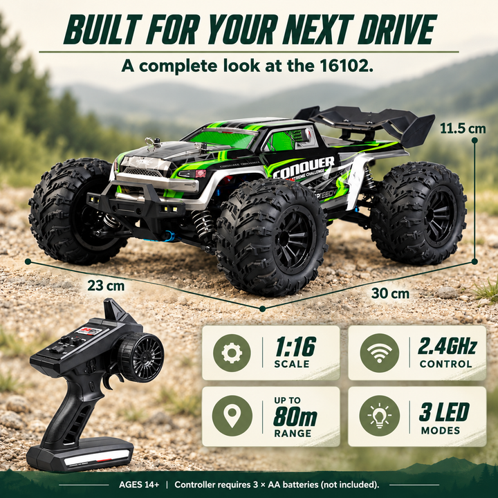 1:16 Scale 40KM/H Waterproof Offroad All Terrains RC Monster Truck (Set 16102)