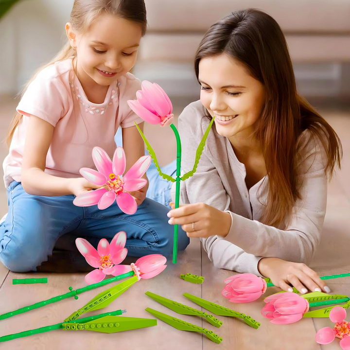 Tulip Flower Building Blocks DIY Artificial Bouquet Gift for Home Office Décor