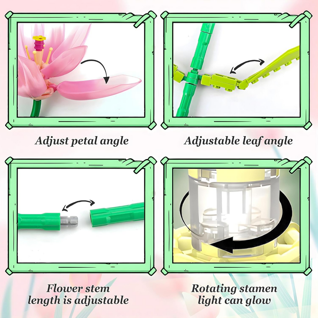 Tulip Flower Building Blocks DIY Artificial Bouquet Gift for Home Office Décor