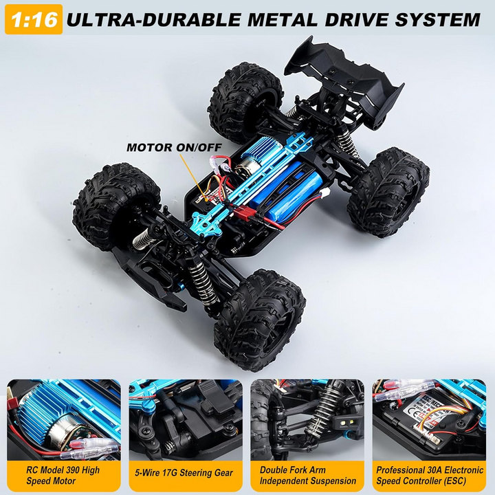 1:16 Scale 40KM/H Waterproof Offroad All Terrains RC Monster Truck (Set 16102)