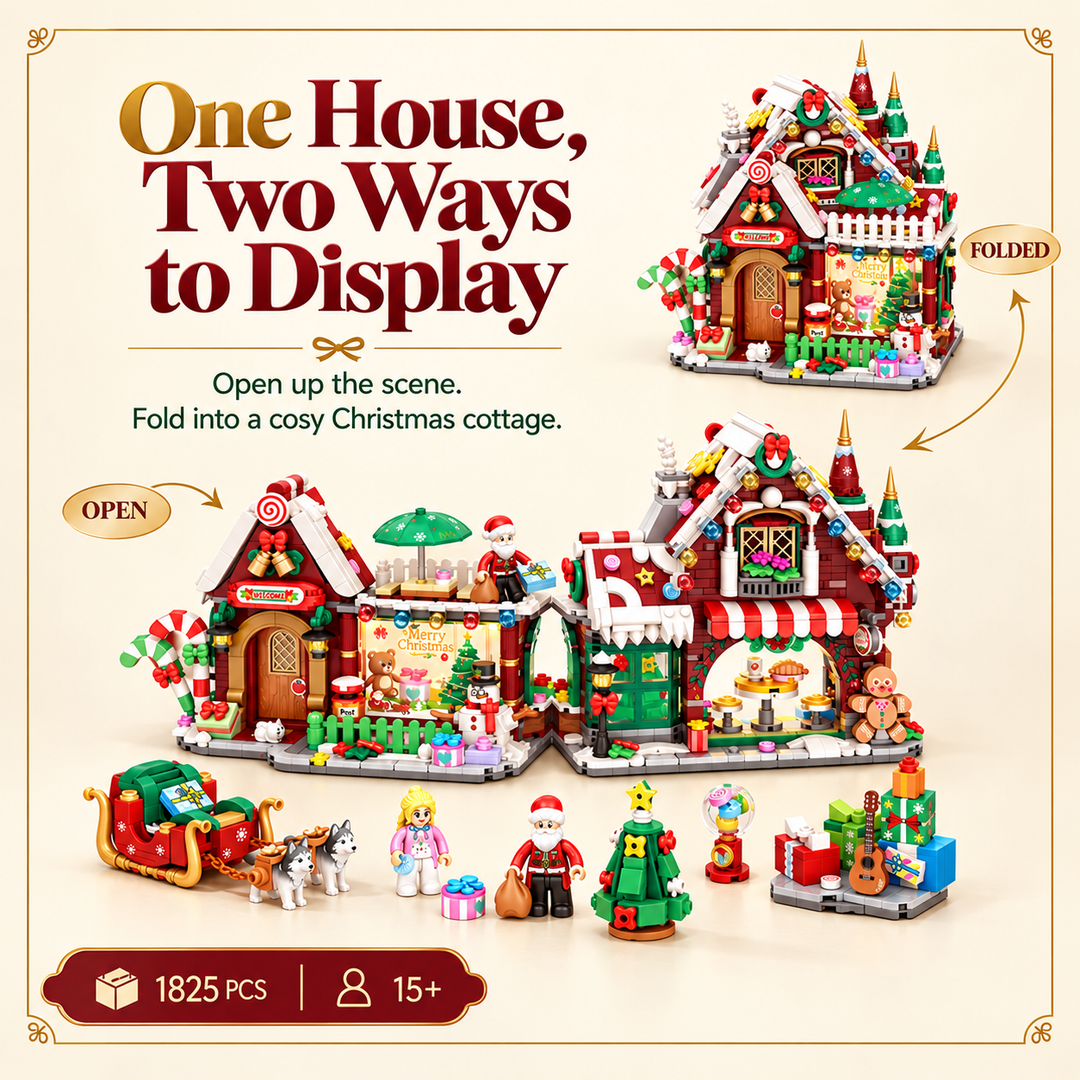 Christmas House Mini Building Block Set with Foldable Design (Set 1972)