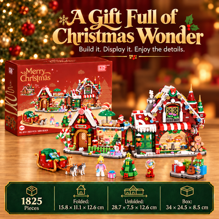 Christmas House Mini Building Block Set with Foldable Design (Set 1972)