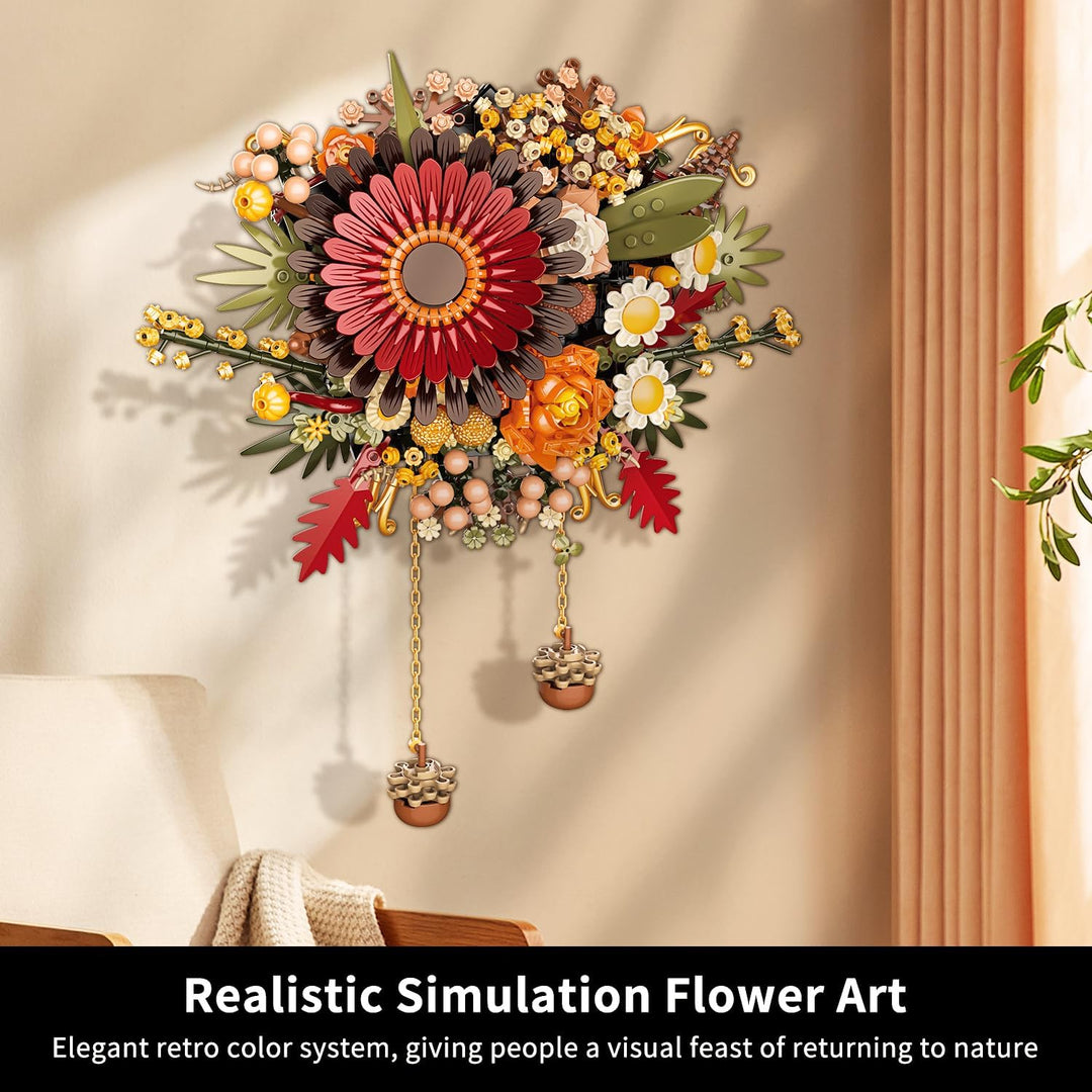 800 Pcs DIY Botanical Wall Hanging Flower Building Blocks Artificial Flowers Home Décor Perfect Gift Idea