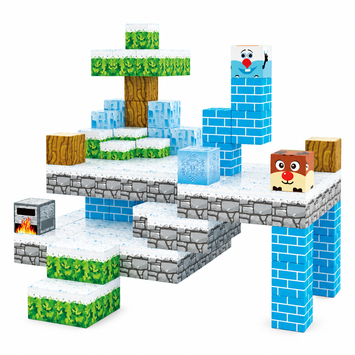 Magnetic Building Blocks Winter Ice Castle – 54-Piece Cube Set (25C-63)