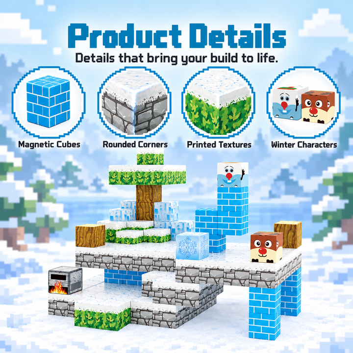 Magnetic Building Blocks Winter Ice Castle – 54-Piece Cube Set (25C-63)