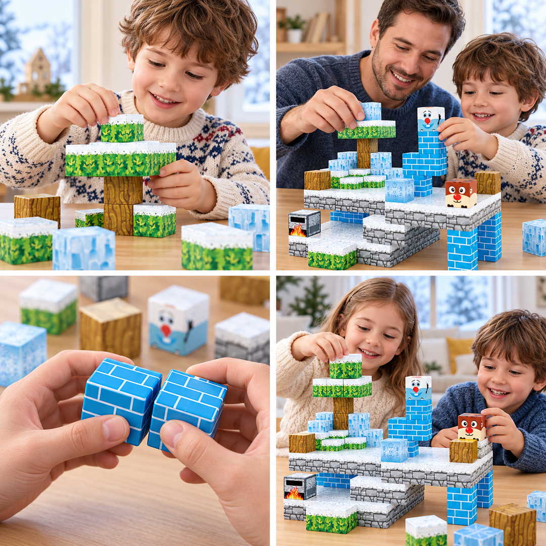 Magnetic Building Blocks Winter Ice Castle – 54-Piece Cube Set (25C-63)