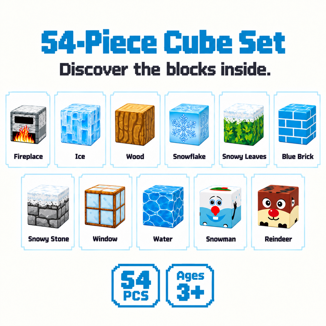 Magnetic Building Blocks Winter Ice Castle – 54-Piece Cube Set (25C-63)