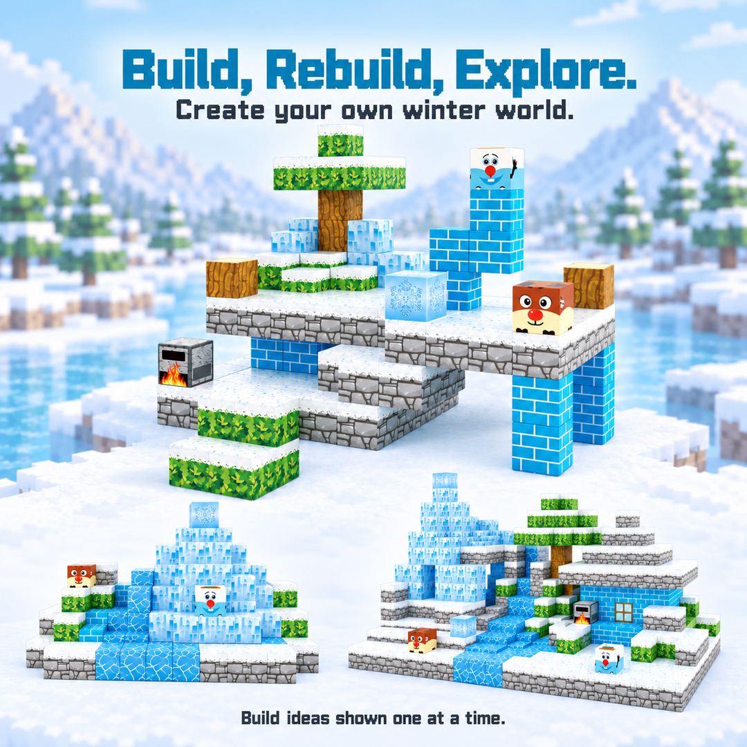 Magnetic Building Blocks Winter Ice Castle – 54-Piece Cube Set (25C-63)
