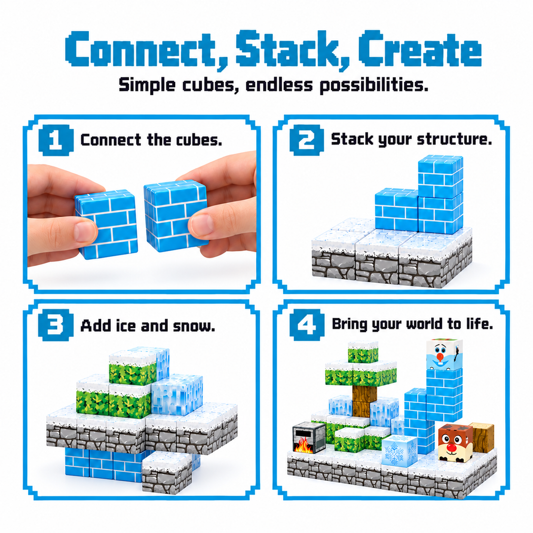 Magnetic Building Blocks Winter Ice Castle – 54-Piece Cube Set (25C-63)