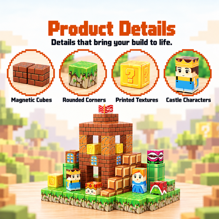 Magnetic Building Blocks Castle Adventure – 108-Piece Cube Set (25C-66)